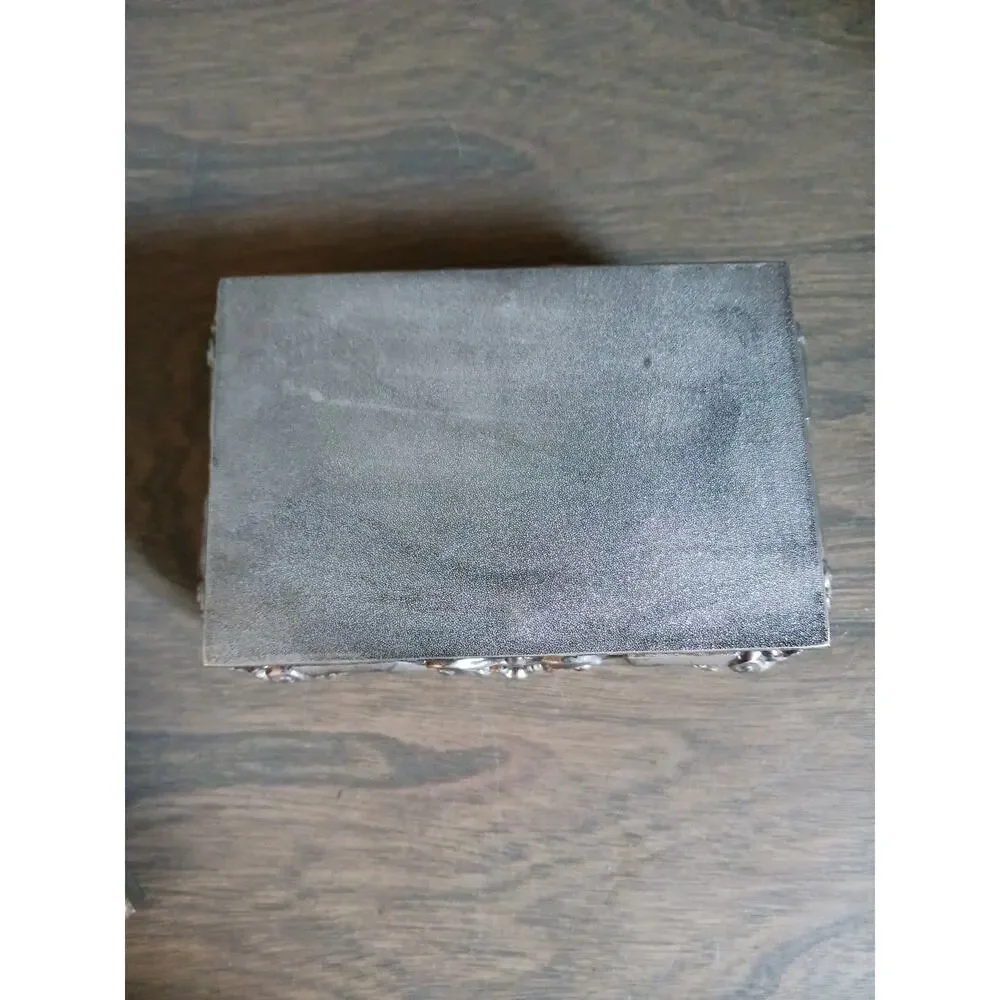 Vintage Ornate Heavy Silver-Plated Jewelry Box Unbranded